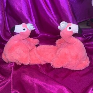 Adorably, cute stuffed animal flamingo slippers size 7 to 8 like new har…